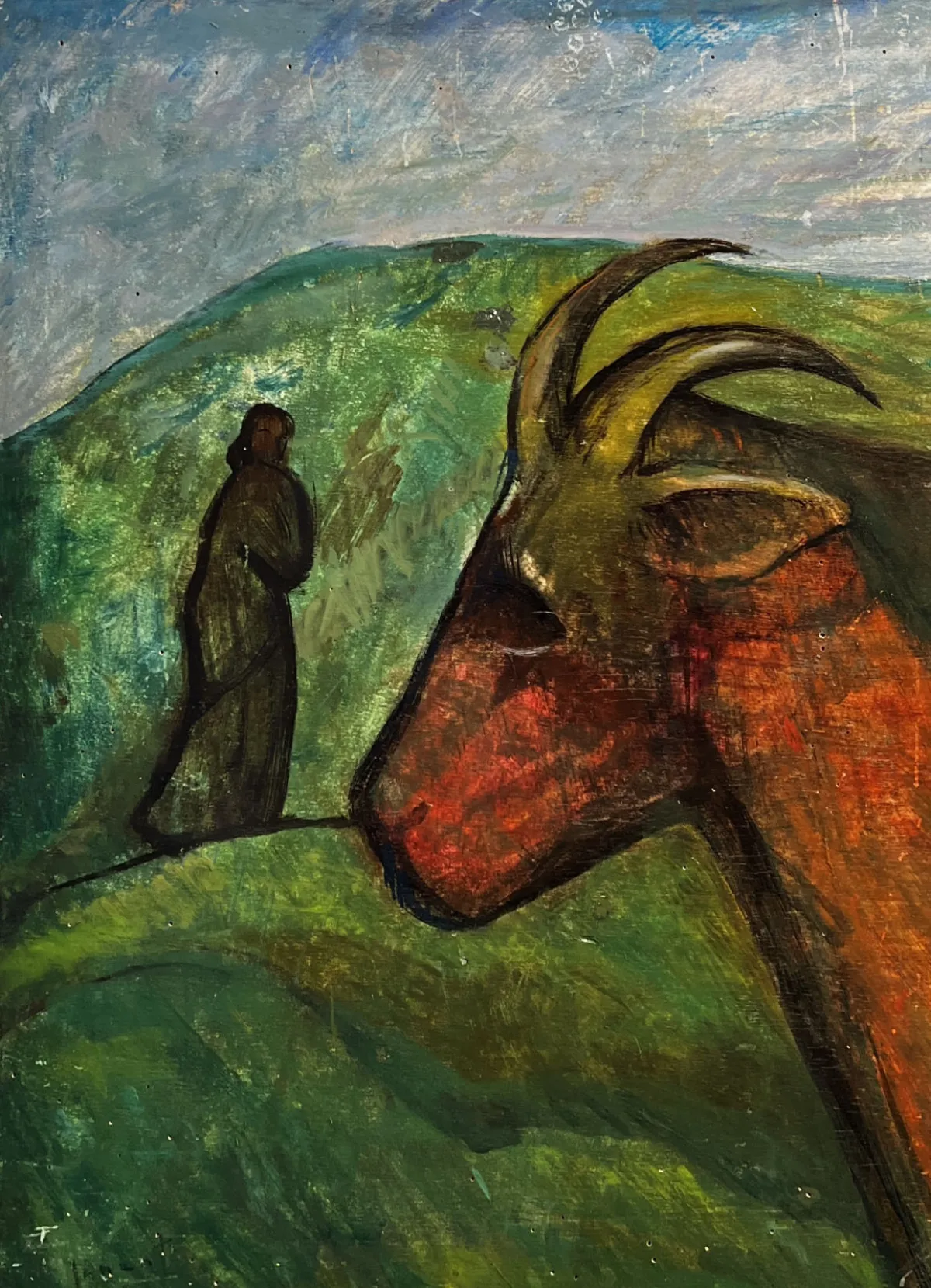 Composizione di Guido Gonzato, dipinto a olio su legno