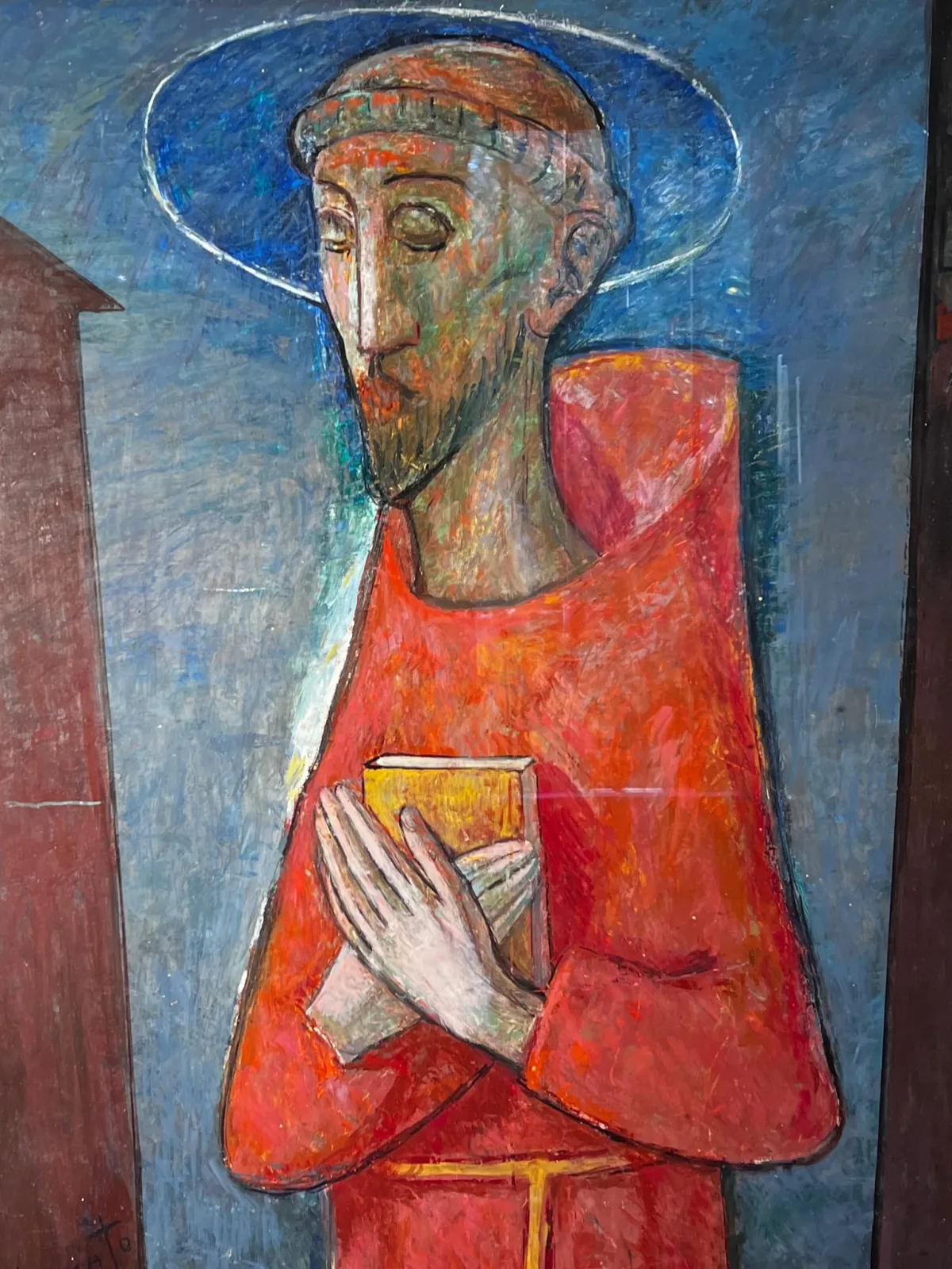 San Francesco di Guido Gonzato, dipinto a olio su cartone