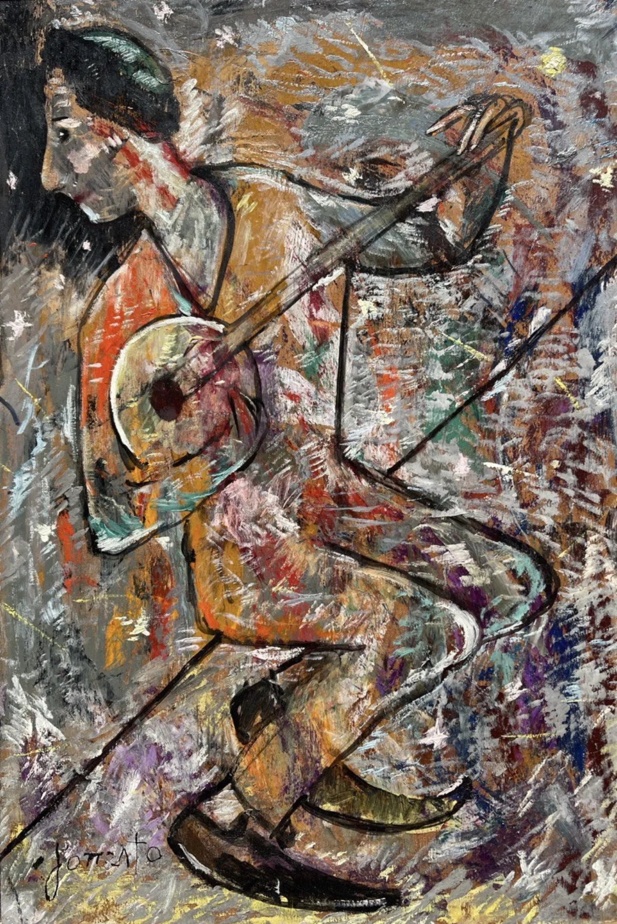 Serenata al Circo di Guido Gonzato, dipinto a olio